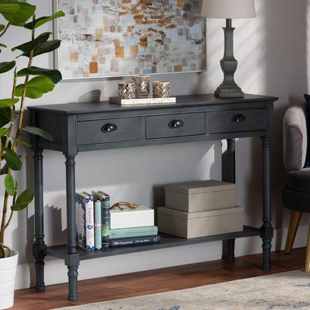 Baxton Studio Garvey French Provincial Grey Finished Wood 3-Drawer Entryway Console Table 179-11329-Zoro